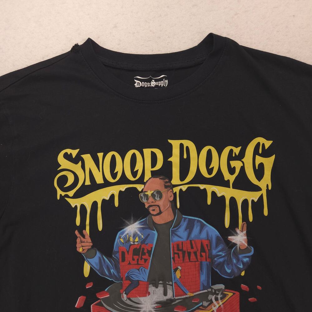 Snoop Dogg Style Rap Short Sleeve Crew Neck Shirt Mens Size Medium M Black